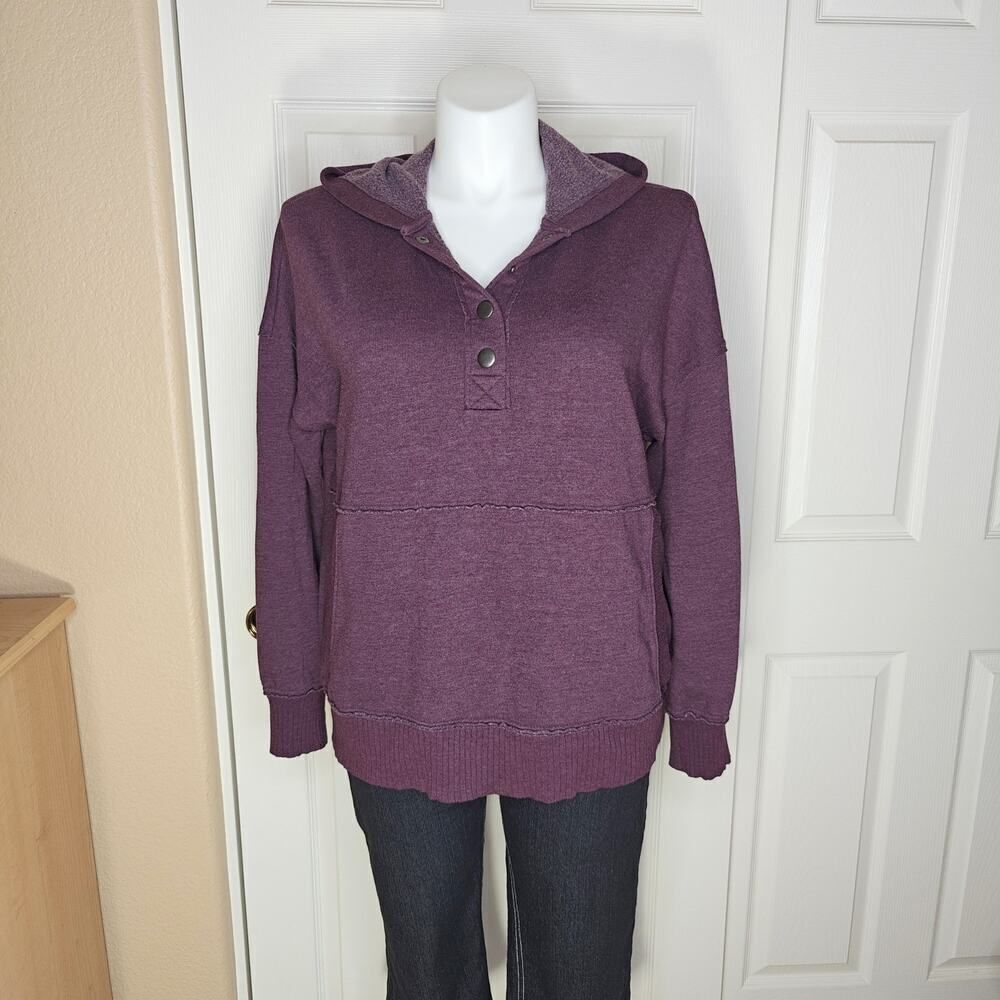 SO burgundy snap button sweatshirt hoodie sz L
